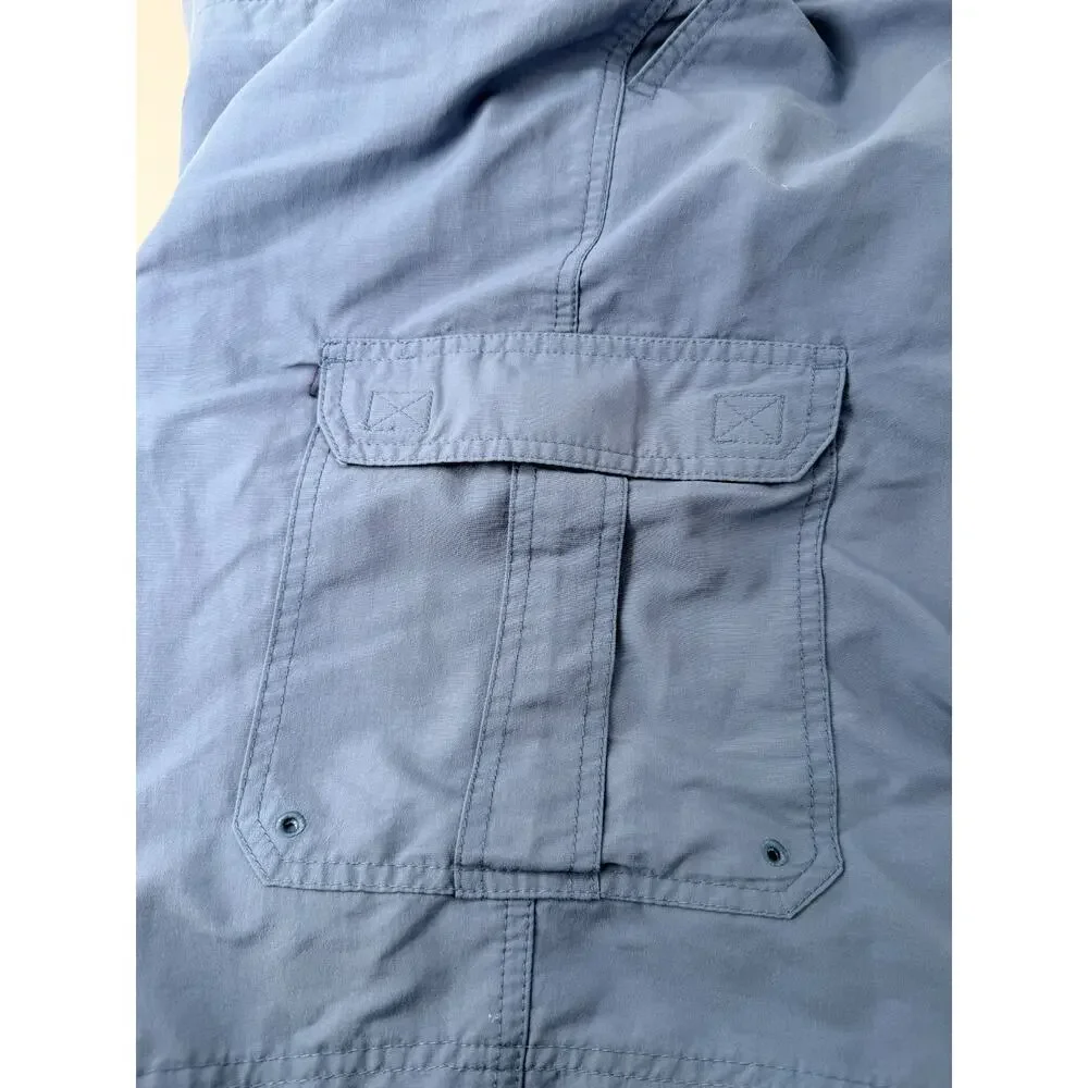 LL Bean Men's XL Cargo Shorts Slate Blue Nylon Elastic Waist‎ Quick Dry Outdoor